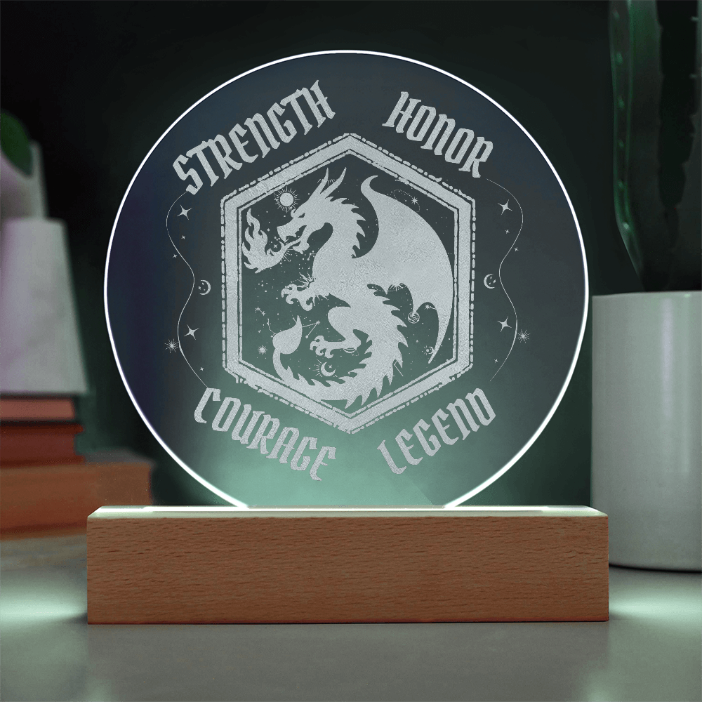 Dragon Legend LED Light – Strength Honor Courage Design | Fantasy Acrylic Lamp Gift for Him