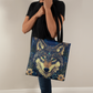 Layered-Looking Mystical Wolf Tote Bag – Spirit Animal Moonlit Design