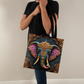 Layered-Looking Regal Elephant Tote Bag – Boho Luxe Sacred Guardian Design