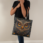 Layered-Looking Owl Tapestry Tote Bag – Earthy Boho Forest Style
