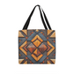 Layered-Looking Rustic Geometric Tote Bag – Simulated Wood Texture Design