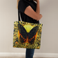 🦋 Layered-looking Celestial Butterfly Tote – Spiritual Boho Tote Bag, Sun Goddess, Mystic Energy, Floral Aesthetic, Cosmic Chic, Nature Lover Gift