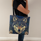 Layered-Looking Mystical Wolf Tote Bag – Spirit Animal Moonlit Design