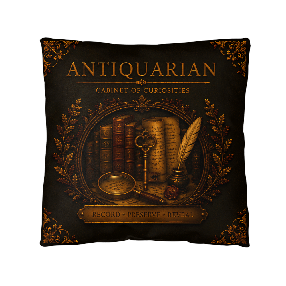 Antiquarian Cabinet of Curiosities Pillow, Dark Academia Throw Pillow, Library Decor Cushion, Museum Style Home Accent