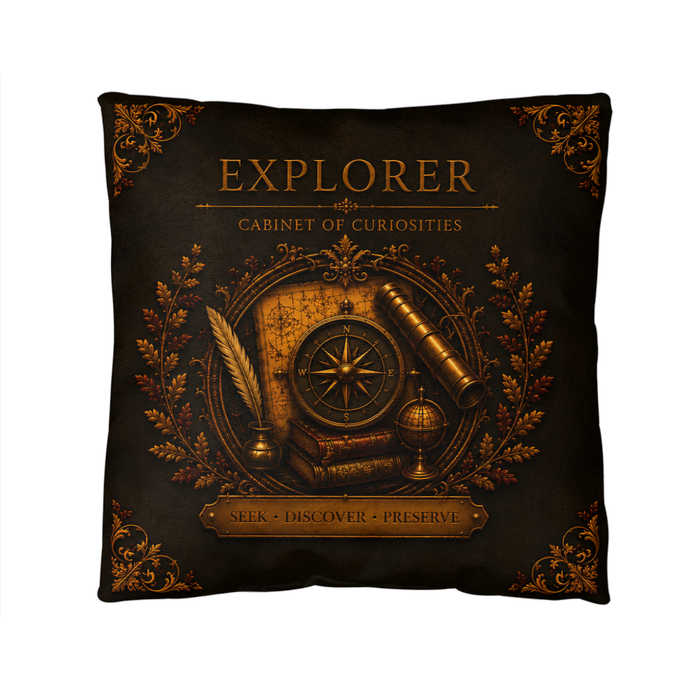 Explorer Cabinet of Curiosities Pillow, Dark Academia Throw Pillow, Library Decor Cushion, Museum Style Home Accent