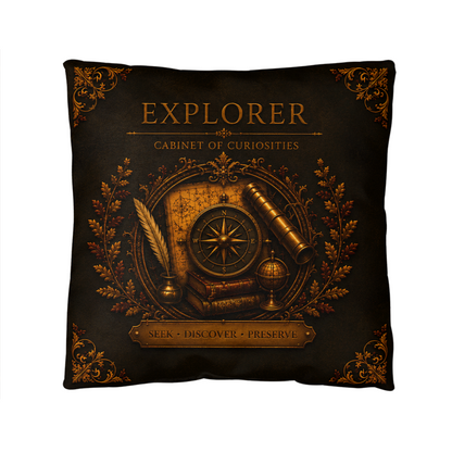 Explorer Cabinet of Curiosities Pillow, Dark Academia Throw Pillow, Library Decor Cushion, Museum Style Home Accent
