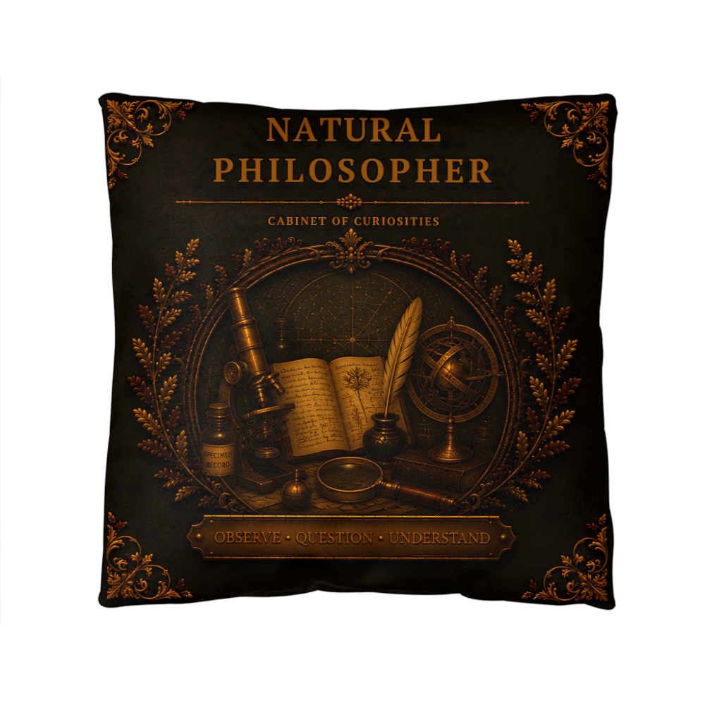 Natural Philosopher Cabinet of Curiosities Pillow, Dark Academia Throw Pillow, Library Decor Cushion, Museum Style Home Accent