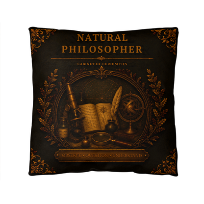 Natural Philosopher Cabinet of Curiosities Pillow, Dark Academia Throw Pillow, Library Decor Cushion, Museum Style Home Accent