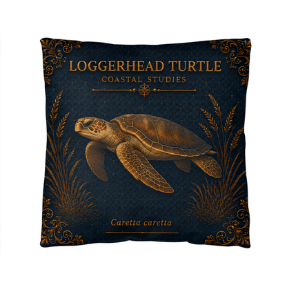 Loggerhead Turtle Coastal Pillow, Nautical Throw Pillow, Navy Coastal Cushion, Beach House & Lake House Decor, Coastal Grandma Style