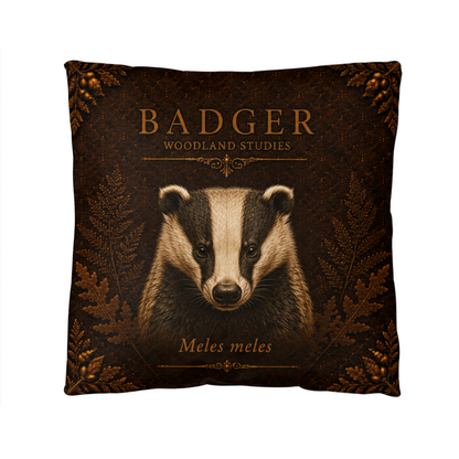 Badger Woodland Pillow, Rustic Throw Pillow, Cabin Decor Cushion, Lodge Style Accent, Wildlife Home Decor