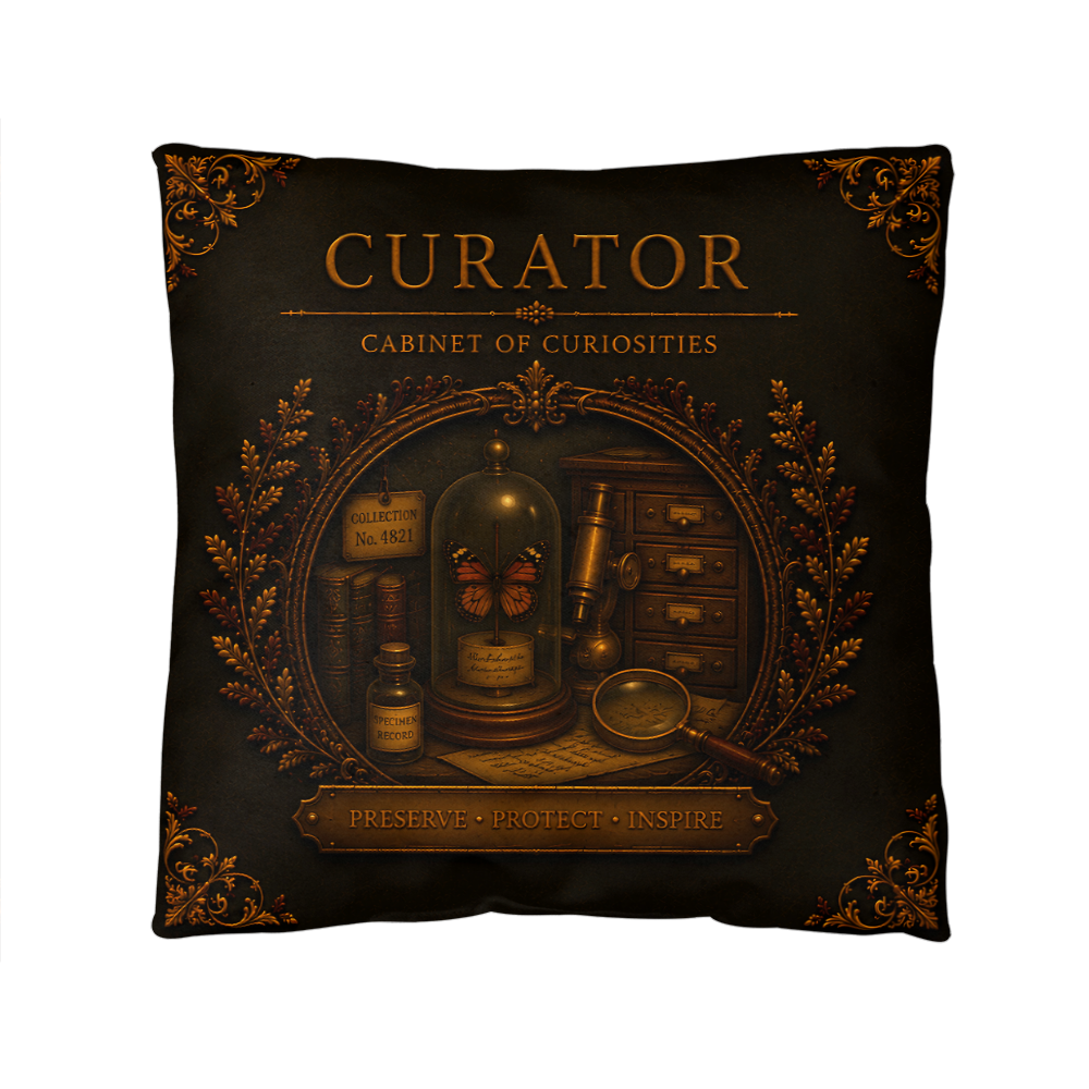Curator Cabinet of Curiosities Pillow, Dark Academia Throw Pillow, Library Decor Cushion, Museum Style Home Accent