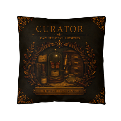 Curator Cabinet of Curiosities Pillow, Dark Academia Throw Pillow, Library Decor Cushion, Museum Style Home Accent