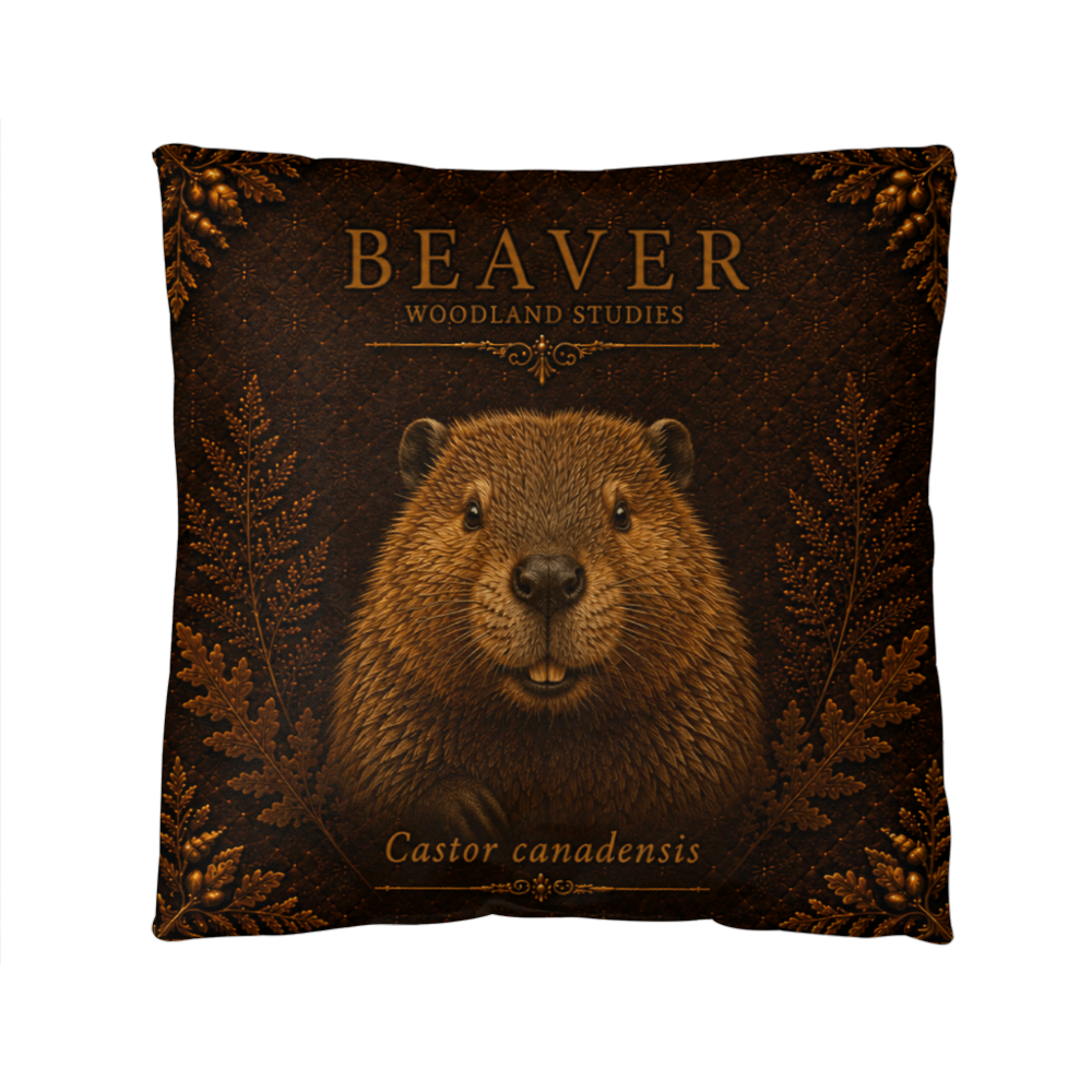 Beaver Woodland Pillow, Rustic Throw Pillow, Cabin Decor Cushion, Lodge Style Accent, Wildlife Home Decor