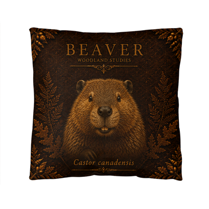 Beaver Woodland Pillow, Rustic Throw Pillow, Cabin Decor Cushion, Lodge Style Accent, Wildlife Home Decor