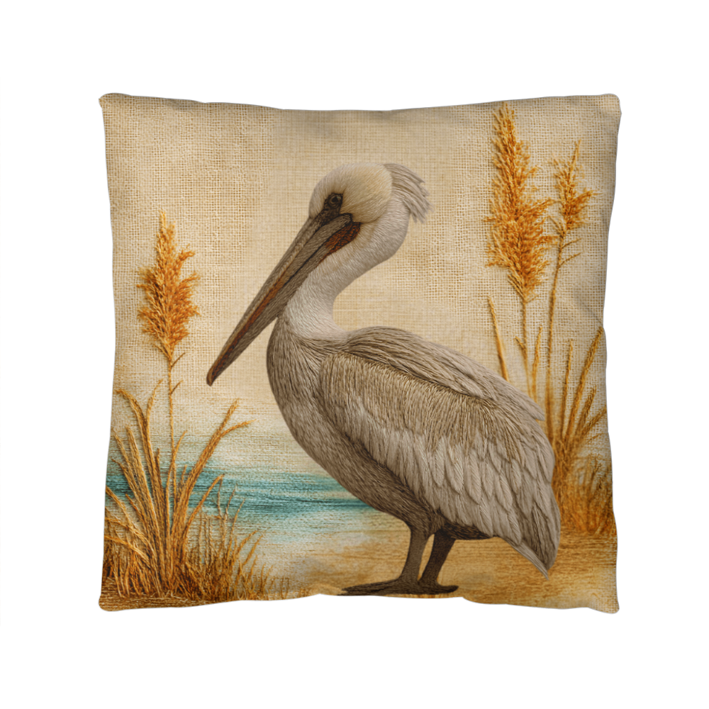 Outdoor Coastal Pelican Pillow – Reversible Premium Throw Cushion for Patio, Porch & Lake House