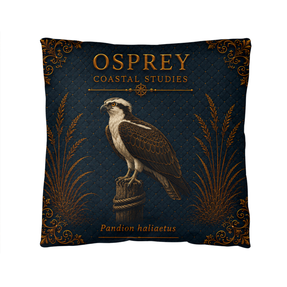 Osprey Coastal Pillow, Nautical Throw Pillow, Navy Coastal Cushion, Beach House & Lake House Decor, Coastal Grandma Style