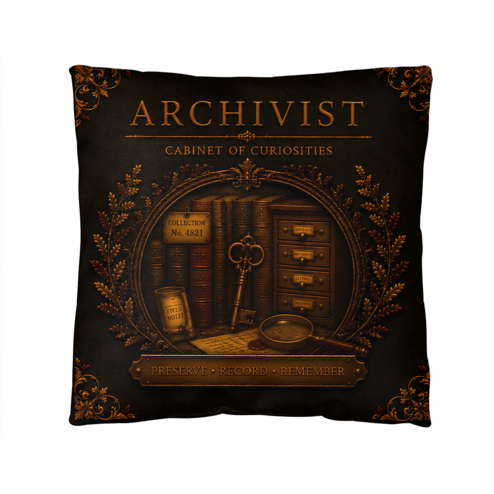 Archivist Cabinet of Curiosities Pillow, Dark Academia Throw Pillow, Library Decor Cushion, Museum Style Home Accent