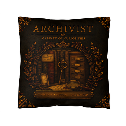 Archivist Cabinet of Curiosities Pillow, Dark Academia Throw Pillow, Library Decor Cushion, Museum Style Home Accent