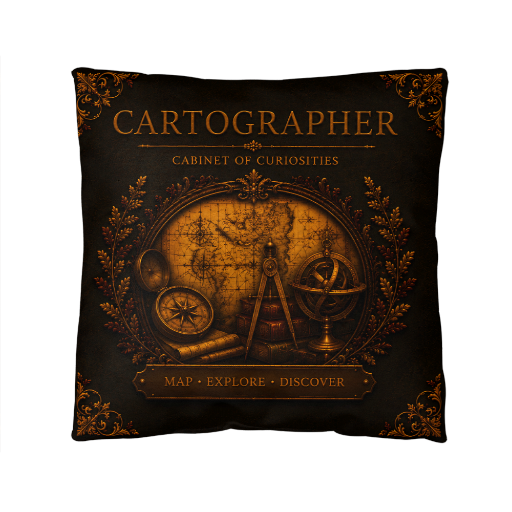 Cartographer Cabinet of Curiosities Pillow, Dark Academia Throw Pillow, Library Decor Cushion, Museum Style Home Accent