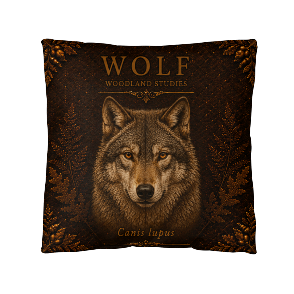 Wolf Woodland Pillow, Rustic Throw Pillow, Cabin Decor Cushion, Lodge Style Accent, Wildlife Home Decor