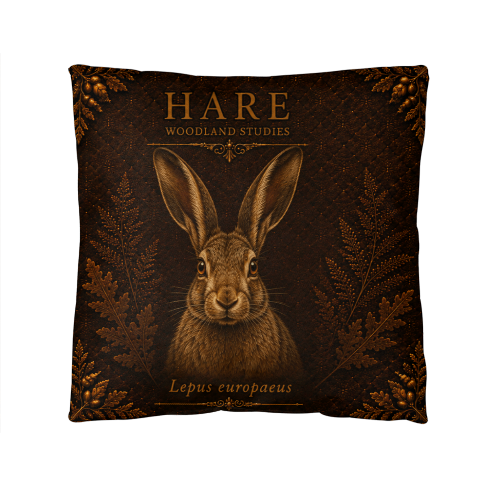 Hare Woodland Pillow, Rustic Throw Pillow, Cabin Decor Cushion, Lodge Style Accent, Wildlife Home Decor