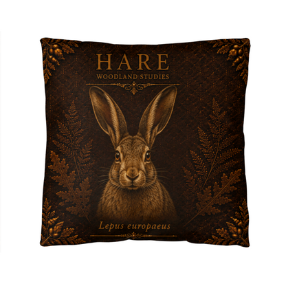 Hare Woodland Pillow, Rustic Throw Pillow, Cabin Decor Cushion, Lodge Style Accent, Wildlife Home Decor