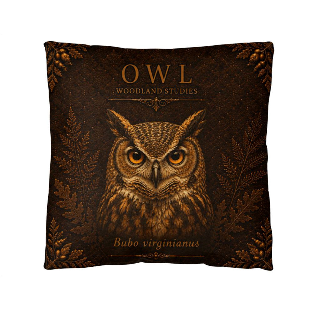Owl Woodland Pillow, Rustic Throw Pillow, Cabin Decor Cushion, Lodge Style Accent, Wildlife Home Decor