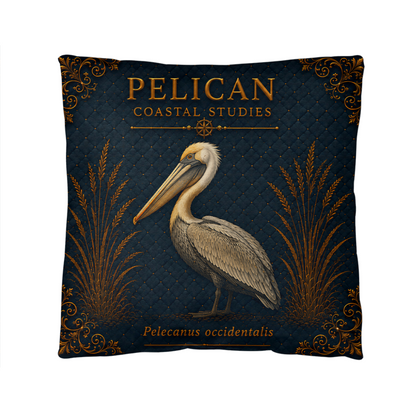 Pelican Coastal Pillow, Nautical Throw Pillow, Navy Coastal Cushion, Beach House & Lake House Decor, Coastal Grandma Style