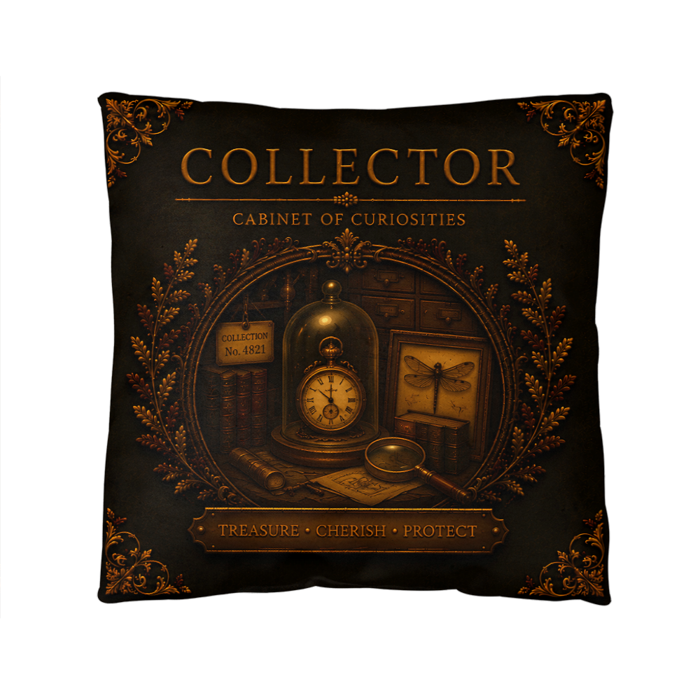 Collector Cabinet of Curiosities Pillow, Dark Academia Throw Pillow, Library Decor Cushion, Museum Style Home Accent
