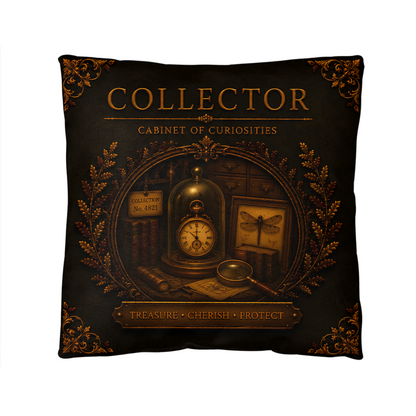 Collector Cabinet of Curiosities Pillow, Dark Academia Throw Pillow, Library Decor Cushion, Museum Style Home Accent