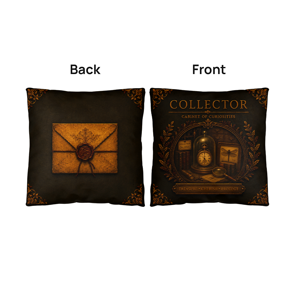 Collector Cabinet of Curiosities Pillow, Dark Academia Throw Pillow, Library Decor Cushion, Museum Style Home Accent
