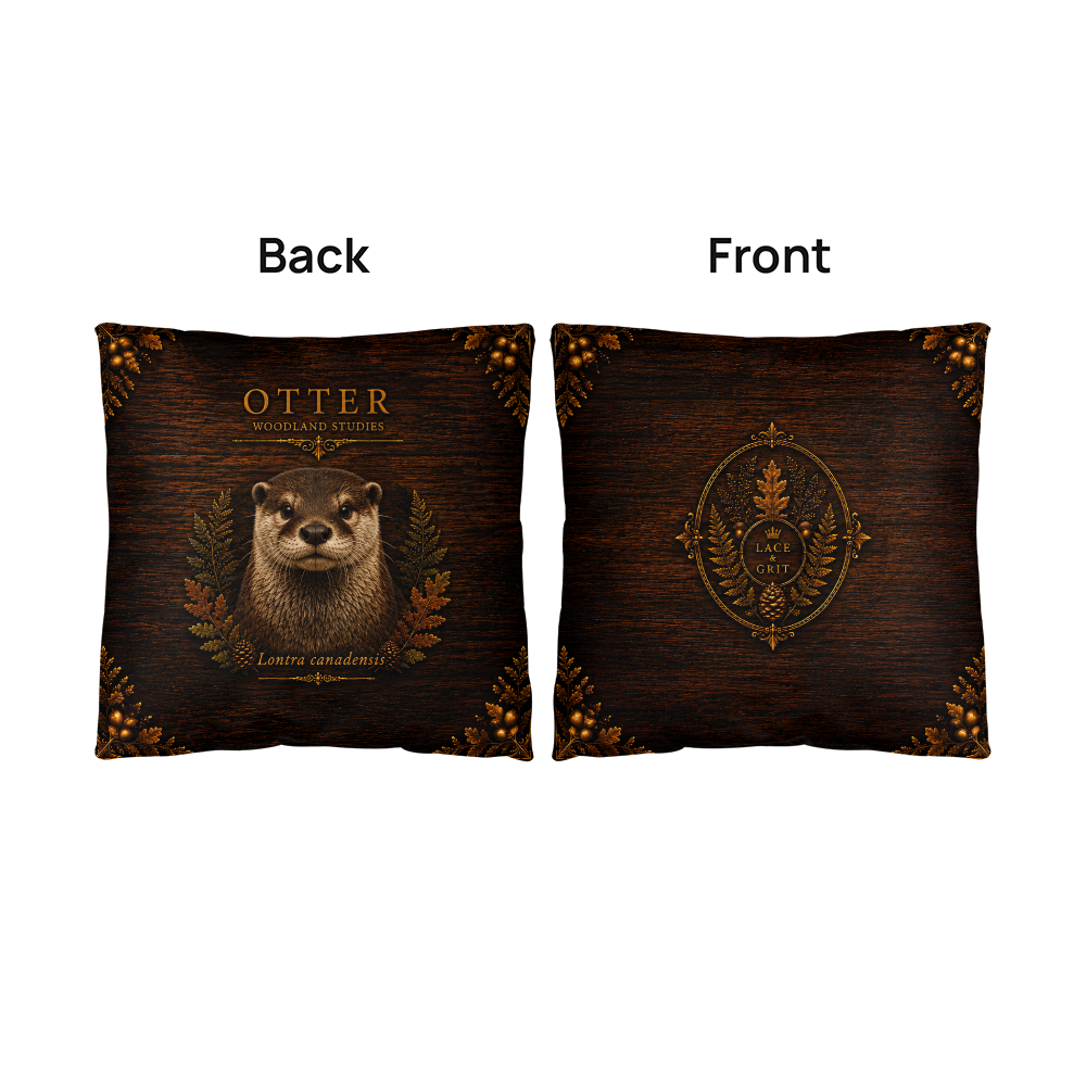 Otter Outdoor Pillow, Woodland Animal Decor, Polyester Patio Cushion, Rustic Cabin Accent, Nature Lover Gift
