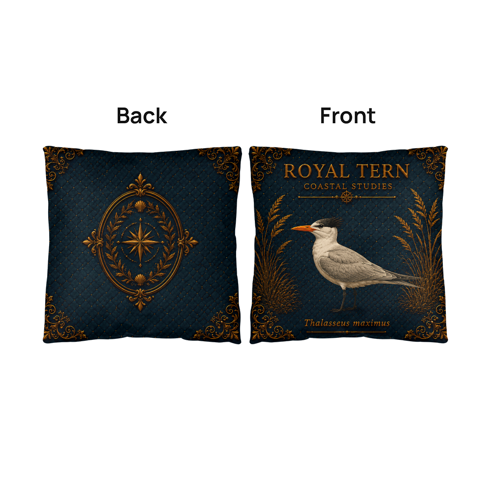 Royal Tern Coastal Pillow, Nautical Throw Pillow, Navy Coastal Cushion, Beach House & Lake House Decor, Coastal Grandma Style