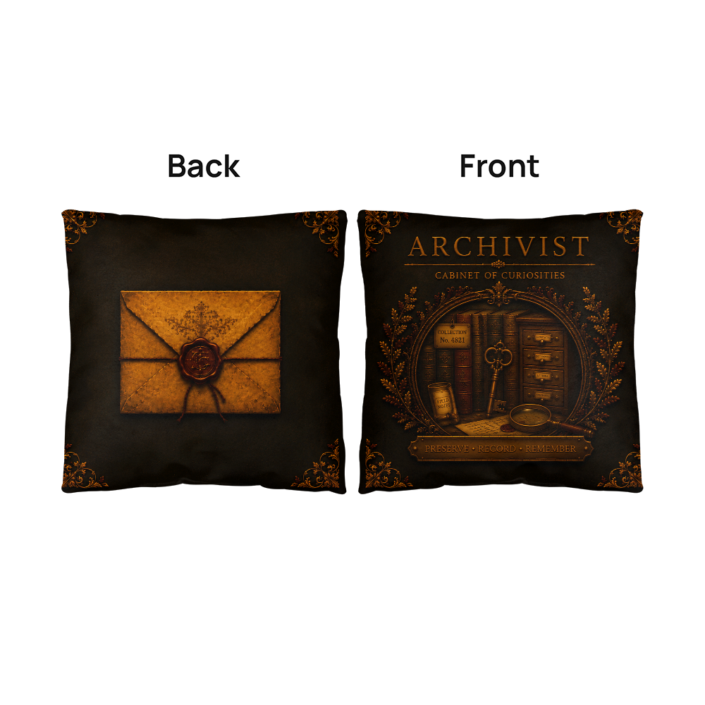 Archivist Cabinet of Curiosities Pillow, Dark Academia Throw Pillow, Library Decor Cushion, Museum Style Home Accent