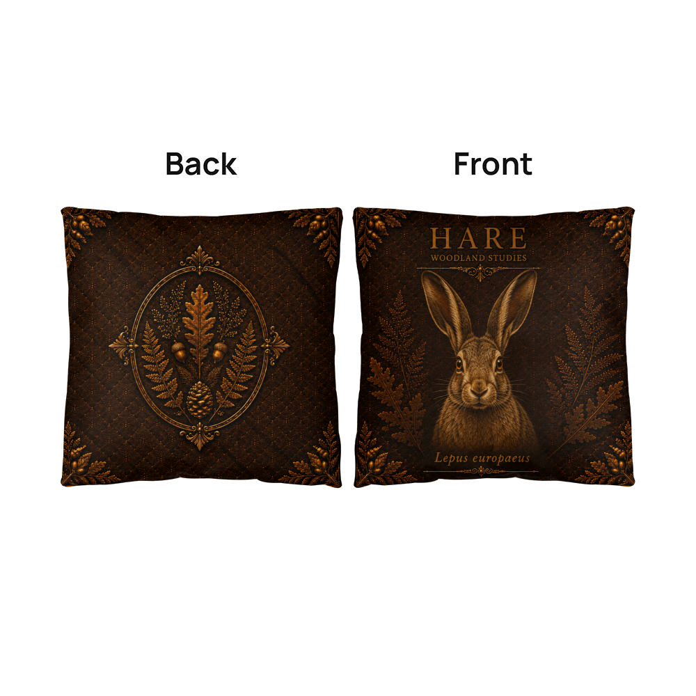 Hare Woodland Pillow, Rustic Throw Pillow, Cabin Decor Cushion, Lodge Style Accent, Wildlife Home Decor