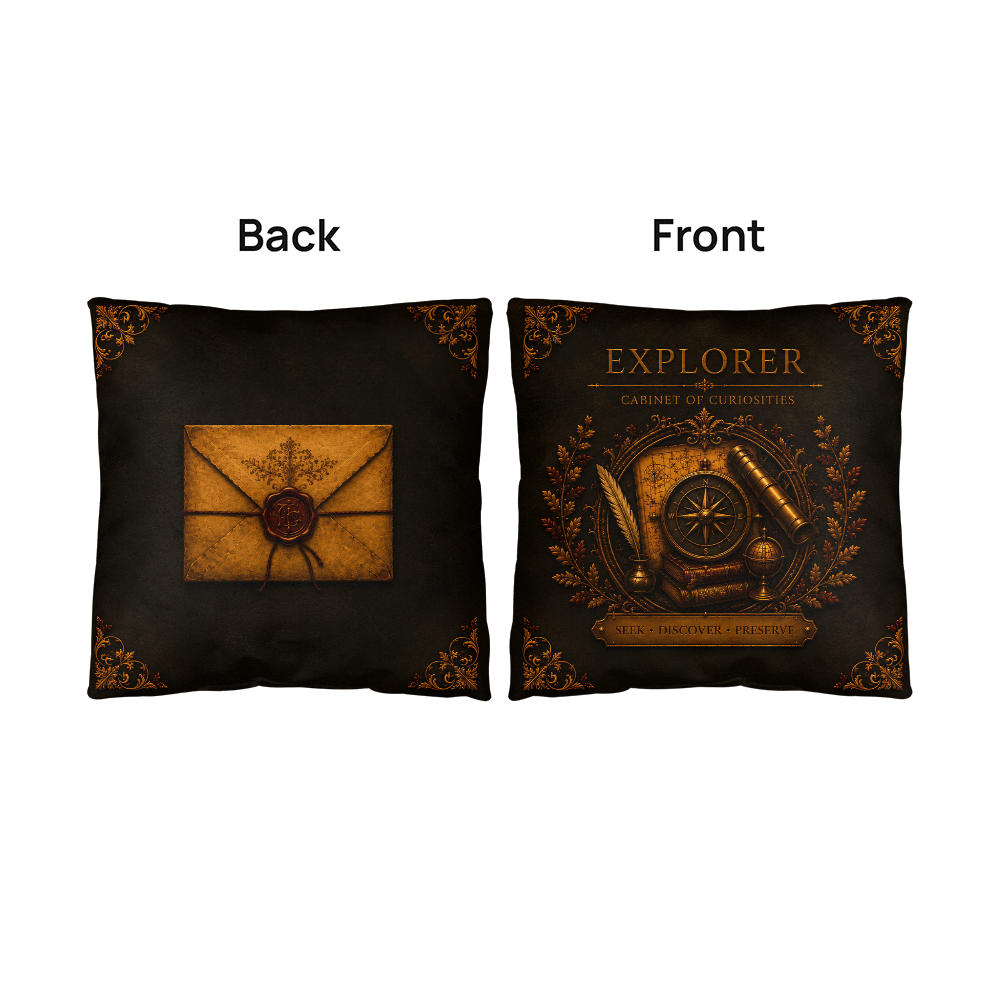 Explorer Cabinet of Curiosities Pillow, Dark Academia Throw Pillow, Library Decor Cushion, Museum Style Home Accent