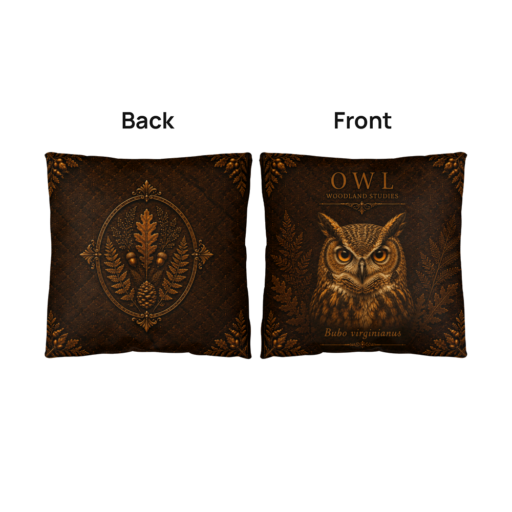 Owl Woodland Pillow, Rustic Throw Pillow, Cabin Decor Cushion, Lodge Style Accent, Wildlife Home Decor