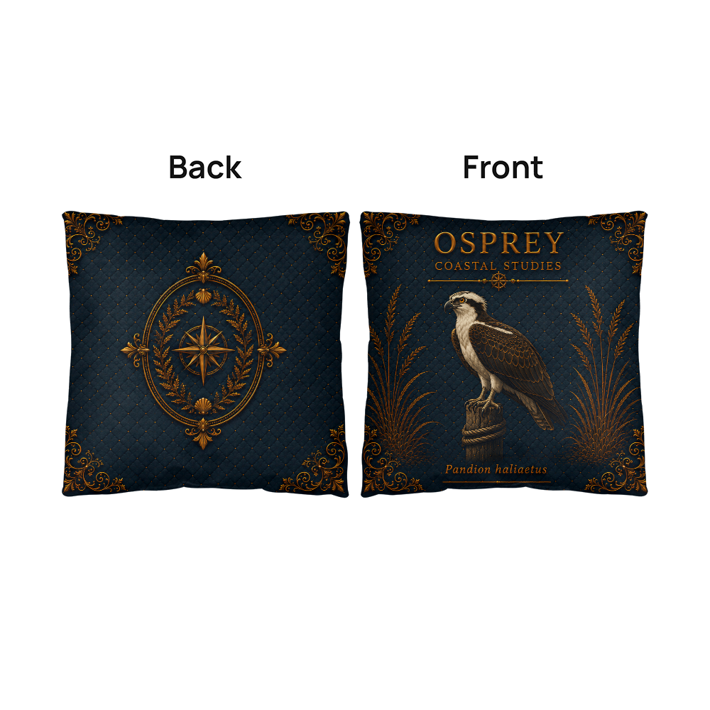 Osprey Coastal Pillow, Nautical Throw Pillow, Navy Coastal Cushion, Beach House & Lake House Decor, Coastal Grandma Style