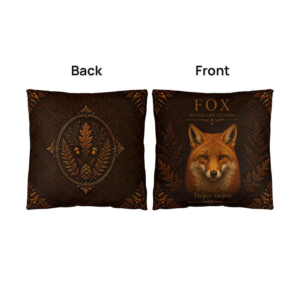 Fox Woodland Pillow, Rustic Throw Pillow, Cabin Decor Cushion, Lodge Style Accent, Wildlife Home Decor
