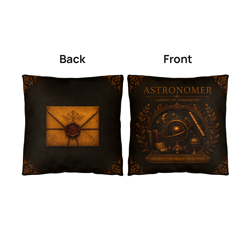 Astronomer Cabinet of Curiosities Pillow, Dark Academia Throw Pillow, Library Decor Cushion, Museum Style Home Accent