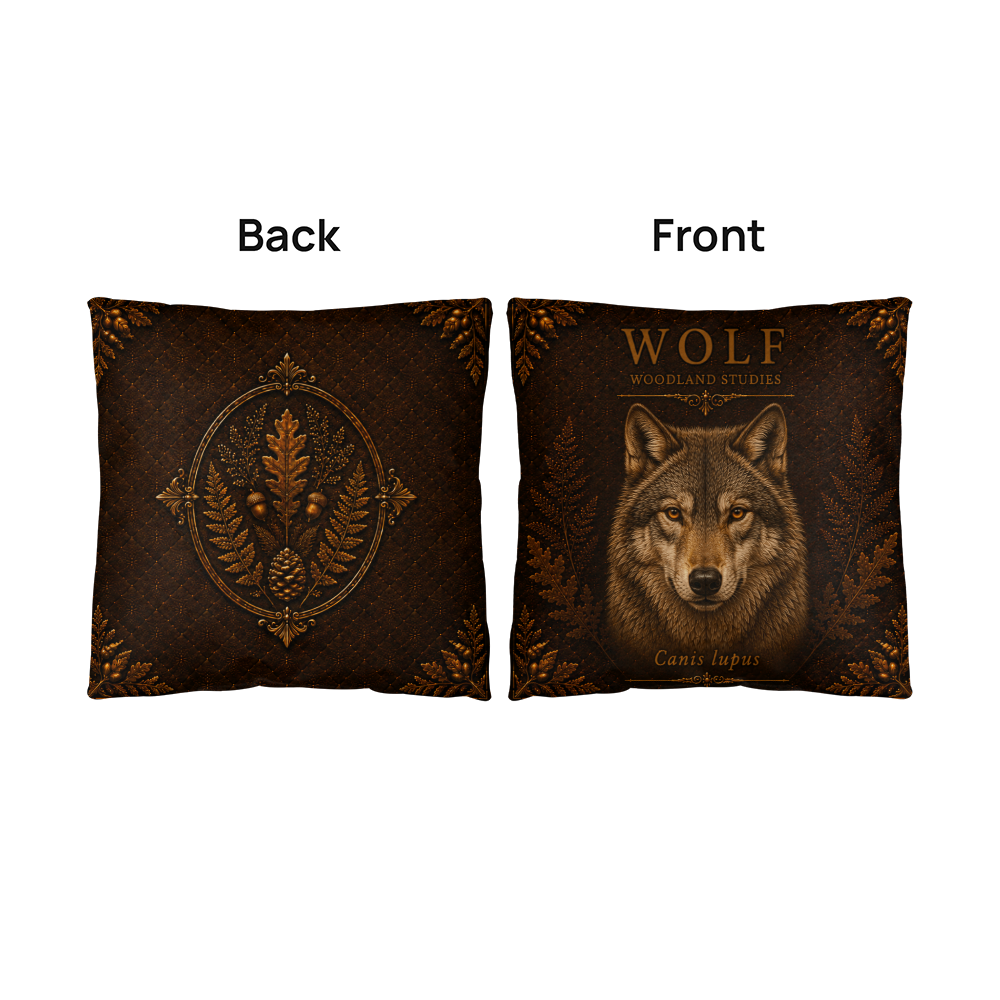 Wolf Woodland Pillow, Rustic Throw Pillow, Cabin Decor Cushion, Lodge Style Accent, Wildlife Home Decor