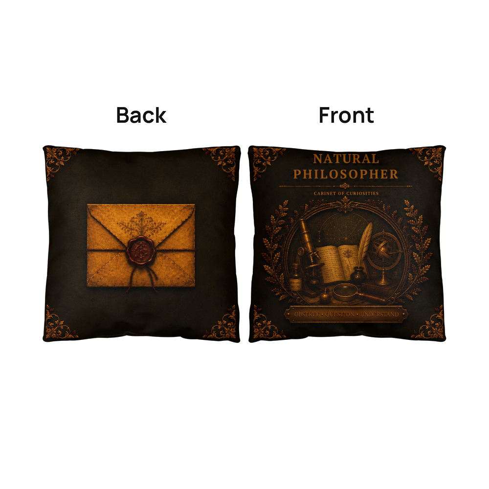 Natural Philosopher Cabinet of Curiosities Pillow, Dark Academia Throw Pillow, Library Decor Cushion, Museum Style Home Accent