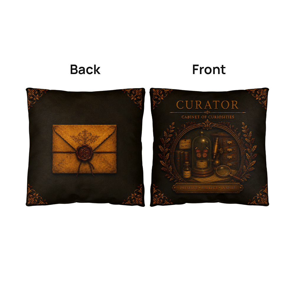 Curator Cabinet of Curiosities Pillow, Dark Academia Throw Pillow, Library Decor Cushion, Museum Style Home Accent