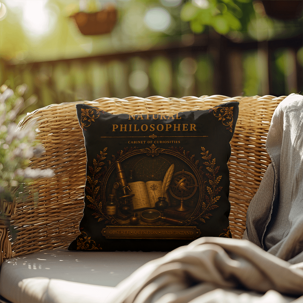 Natural Philosopher Cabinet of Curiosities Pillow, Dark Academia Throw Pillow, Library Decor Cushion, Museum Style Home Accent