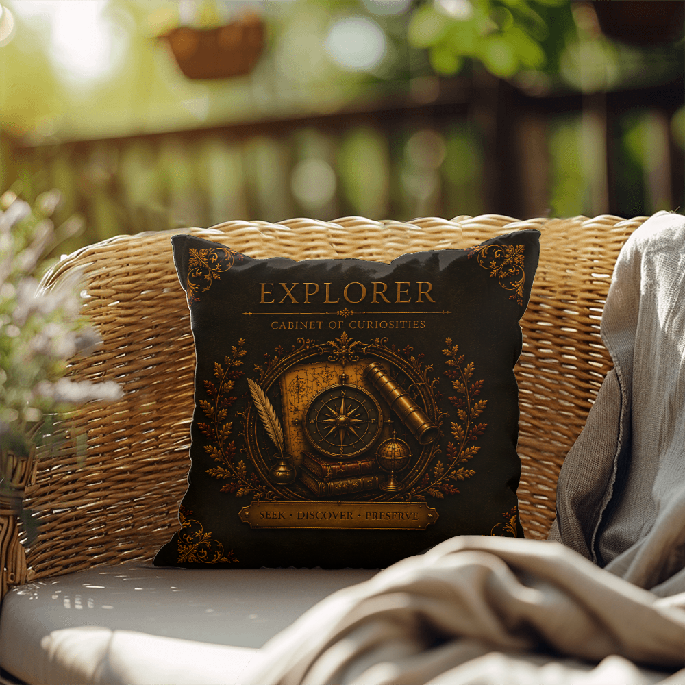Explorer Cabinet of Curiosities Pillow, Dark Academia Throw Pillow, Library Decor Cushion, Museum Style Home Accent