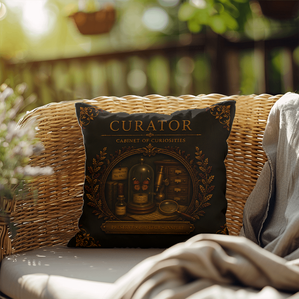 Curator Cabinet of Curiosities Pillow, Dark Academia Throw Pillow, Library Decor Cushion, Museum Style Home Accent
