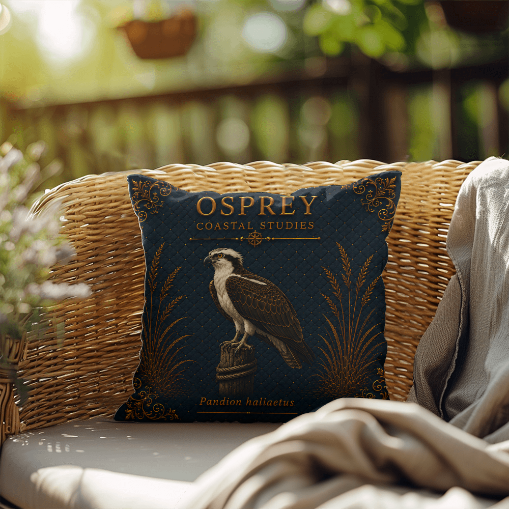 Osprey Coastal Pillow, Nautical Throw Pillow, Navy Coastal Cushion, Beach House & Lake House Decor, Coastal Grandma Style