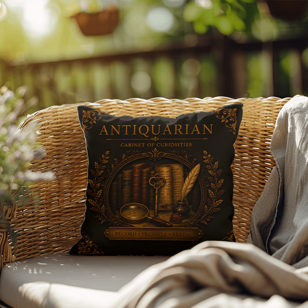 Antiquarian Cabinet of Curiosities Pillow, Dark Academia Throw Pillow, Library Decor Cushion, Museum Style Home Accent