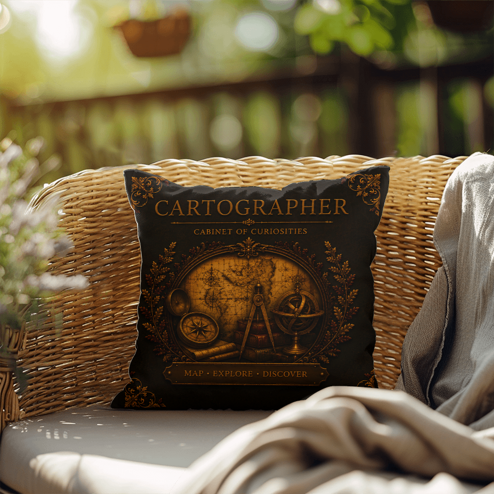 Cartographer Cabinet of Curiosities Pillow, Dark Academia Throw Pillow, Library Decor Cushion, Museum Style Home Accent