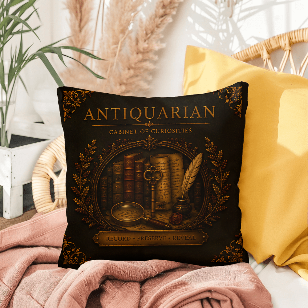 Antiquarian Cabinet of Curiosities Pillow, Dark Academia Throw Pillow, Library Decor Cushion, Museum Style Home Accent